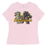 Bubblegum Pink louisiana leopard mardi gras 12 inches 300 dpi Ladies Tee - CowGirlArtShop