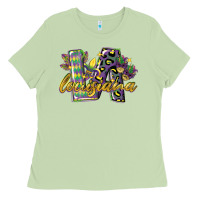 Matcha louisiana leopard mardi gras 12 inches 300 dpi Ladies Tee - CowGirlArtShop