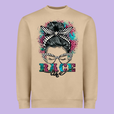 Race Life  Messy Bun Heavyweight Sweatshirt Designed By Barkaloodesign