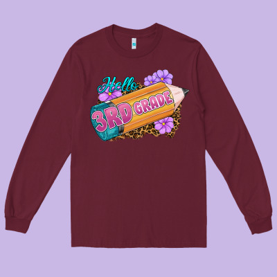 Hello 3rd Grade Long Sleeve Tee Designed By Ranaportraitstore