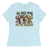 Baby Blue im just here for the crawfish Ladies Tee - CowGirlArtShop