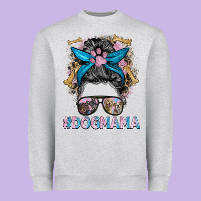 Dog Mama Messy Bun Heavyweight Sweatshirt Designed By Barkaloodesign