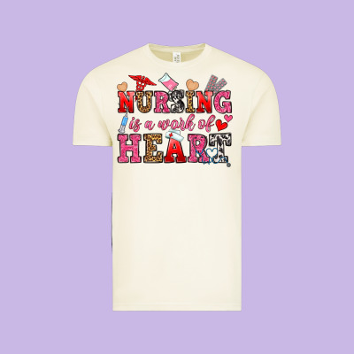 Nursing Is A Work Of Heart Vintage Tee Designed By Oliviacreatesart