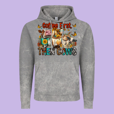 Coffee First Then Cows Vintage Hoodie Designed By Fadigitalartstudio