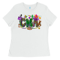 White cma mardi gras cowgirl Ladies Tee - CowGirlArtShop