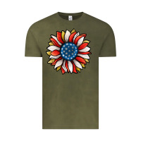Vintage Olive Patriotic Sunflower Vintage Tee - Jasminsmagicworld