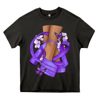 Asphalt Cancer diva purple ribbon Heavy Core Tee - NancyCooperArtShop