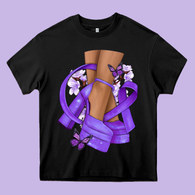 Cancer Diva Purple Ribbon Heavy Core Tee Designed By Nancycooperartshop