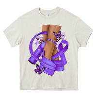 Cream Cancer diva purple ribbon Heavy Core Tee - NancyCooperArtShop