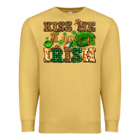 Antique Gold kiss me i am irish  with lips and shamrocks Premium Sweatshirt - AdoDesignShop