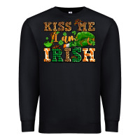 Black kiss me i am irish  with lips and shamrocks Premium Sweatshirt - AdoDesignShop