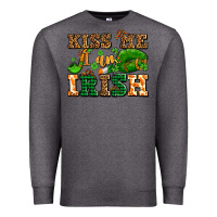 Charcoal Heather kiss me i am irish  with lips and shamrocks Premium Sweatshirt - AdoDesignShop