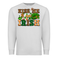 Dove Grey kiss me i am irish  with lips and shamrocks Premium Sweatshirt - AdoDesignShop