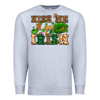 Heather Grey kiss me i am irish  with lips and shamrocks Premium Sweatshirt - AdoDesignShop