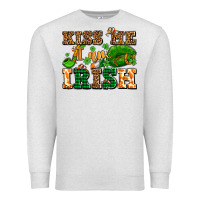 Kiss Me I Am Irish  With Lips And Shamrocks Premium Sweatshirt | Teevron