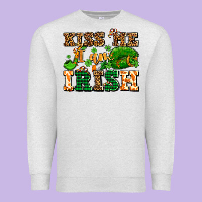 Kiss Me I Am Irish  With Lips And Shamrocks Premium Sweatshirt Designed By Adodesignshop