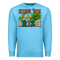 Ocean Blue kiss me i am irish  with lips and shamrocks Premium Sweatshirt - AdoDesignShop