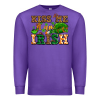 Purple kiss me i am irish  with lips and shamrocks Premium Sweatshirt - AdoDesignShop