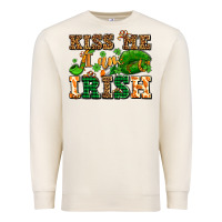 Sandshell kiss me i am irish  with lips and shamrocks Premium Sweatshirt - AdoDesignShop