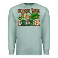 Seafoam kiss me i am irish  with lips and shamrocks Premium Sweatshirt - AdoDesignShop