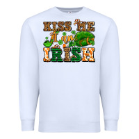 White kiss me i am irish  with lips and shamrocks Premium Sweatshirt - AdoDesignShop