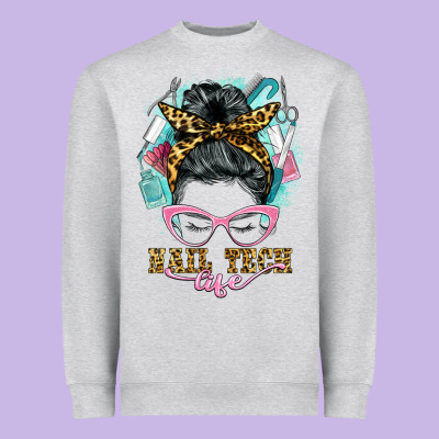 Nail Tech Life Messy Bun Heavyweight Sweatshirt Designed By Barkaloodesign