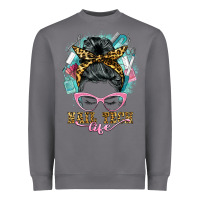 Storm nail tech life messy bun Heavyweight Sweatshirt - BarkalooDesign