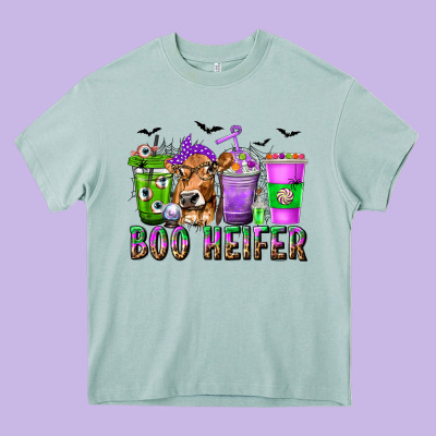 Boo Heifer Coffee Cups With Halloween Heavy Core Tee Designed By Texasbilliewilder