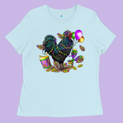 Mardi Gras Chicken Ladies Tee Designed By Cowgirlartshop