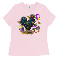 Bubblegum Pink mardi gras chicken Ladies Tee - CowGirlArtShop
