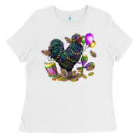 White mardi gras chicken Ladies Tee - CowGirlArtShop