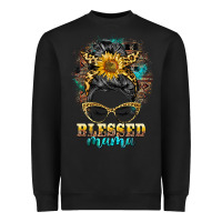 Black blessed mama messy bun Heavyweight Sweatshirt - BarkalooDesign