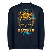 Navy blessed mama messy bun Heavyweight Sweatshirt - BarkalooDesign