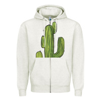 Oatmeal Heather cactus Zipper Hoodie - BarkalooDesign