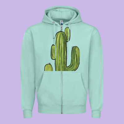 Cactus Zipper Hoodie Designed By Barkaloodesign