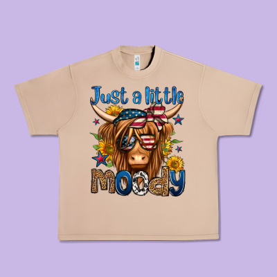 Just A Little Moody 4th Of July Long Haired Cow Urban Heavy Tee Designed By Jasminsmagicworld