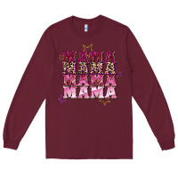 Burgundy Mama mama mama mama Mother's Day Long Sleeve Tee - FaDigitalArtStudio