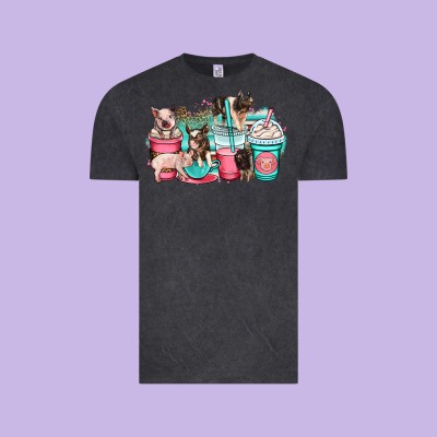 Pig Coffee Cups Vintage Tee Designed By Oliviacreatesart