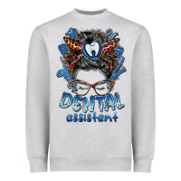 Heather Grey dental assistant messy bun Heavyweight Sweatshirt - BarkalooDesign