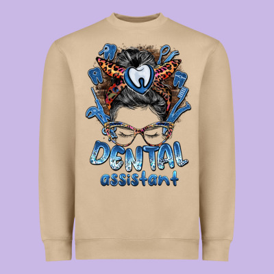 Dental Assistant Messy Bun Heavyweight Sweatshirt Designed By Barkaloodesign