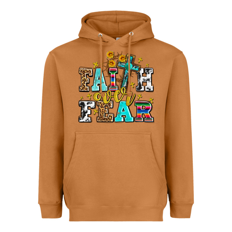 Faith Over Fear With Cross And Sunflowers Heavyweight Hoodie by AdoDesignShop | Teevron