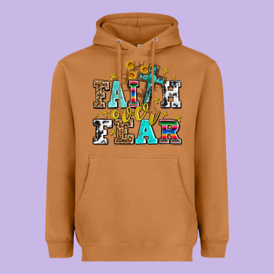 Faith Over Fear With Cross And Sunflowers Heavyweight Hoodie Designed By Adodesignshop