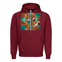 Burgundy blessed cross Zipper Hoodie - BarkalooDesign