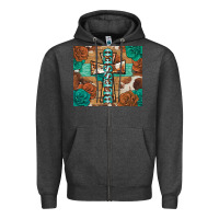 Charcoal Heather blessed cross Zipper Hoodie - BarkalooDesign