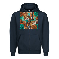 Navy blessed cross Zipper Hoodie - BarkalooDesign