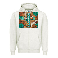 Oatmeal Heather blessed cross Zipper Hoodie - BarkalooDesign