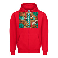 Red blessed cross Zipper Hoodie - BarkalooDesign