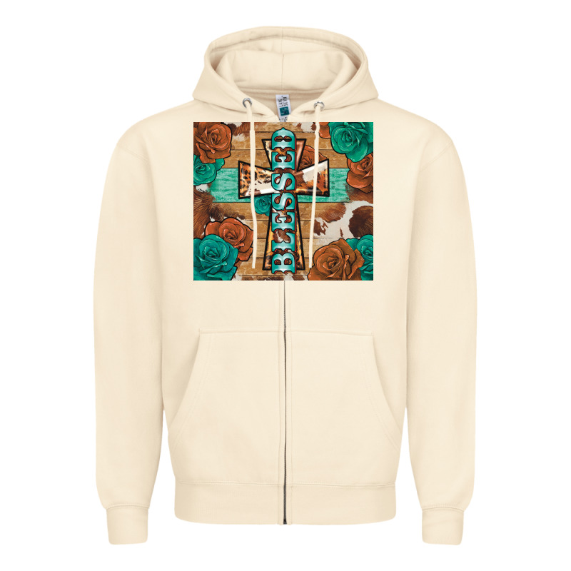 Blessed Cross Zipper Hoodie by BarkalooDesign | Teevron