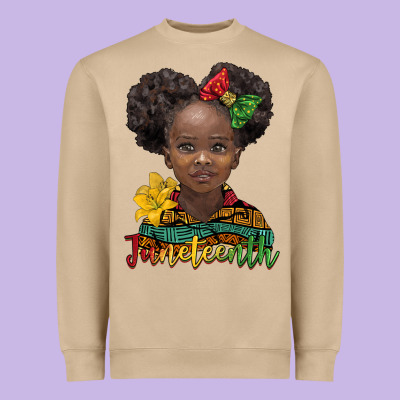 Juneteenth African Girl Heavyweight Sweatshirt Designed By Barkaloodesign