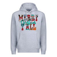 Heather Grey merry christmas y'all Premium Hoodie - CowhideDigitalArt